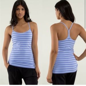 Lululemon Power Y Tank Luon - light and dark periwinkle stripes size 6
